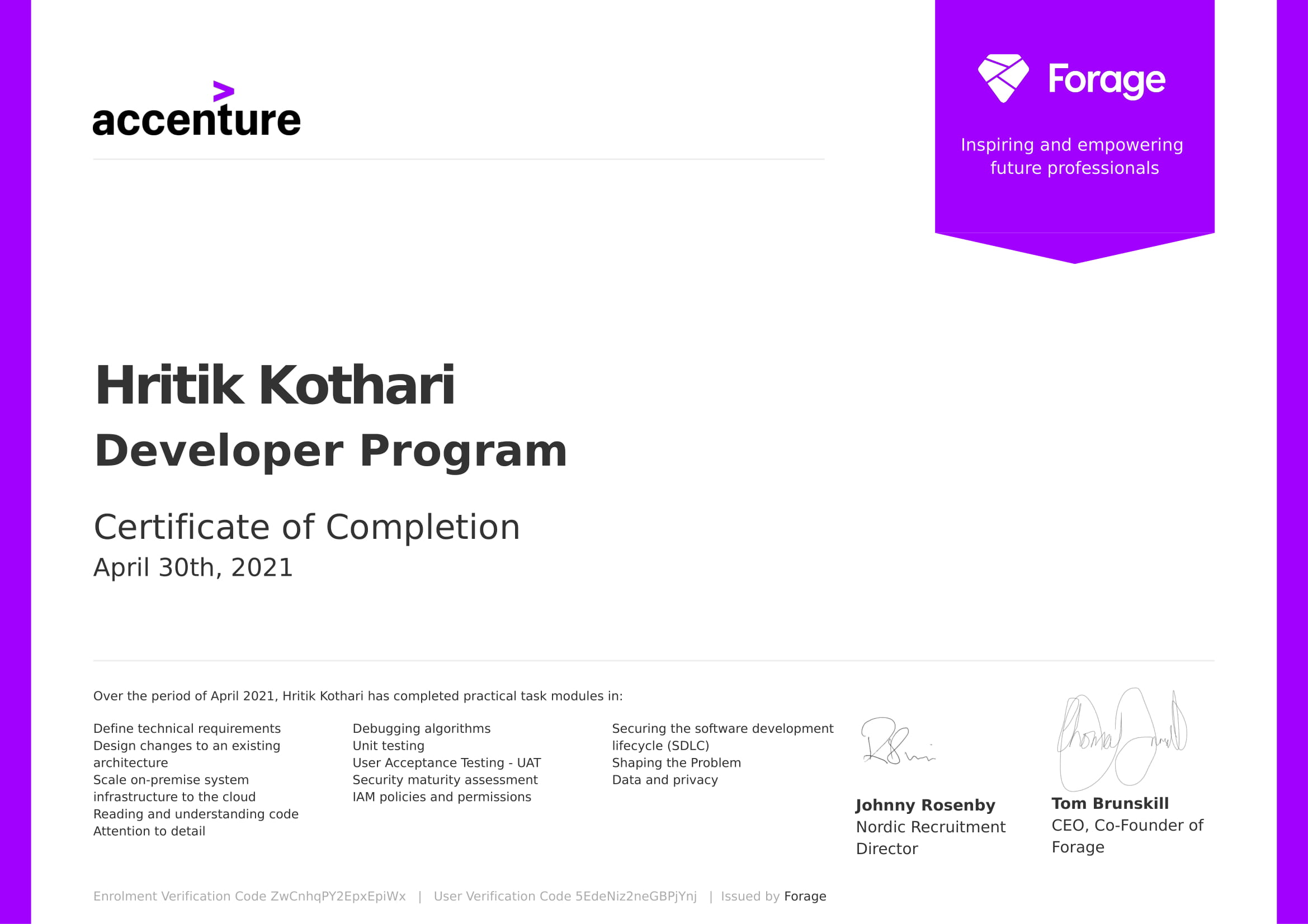 Accenture Developer Hritik Kothari